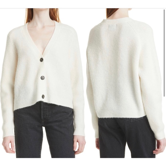 GANNI Ribbed-knit Caridgan Alpaca & wool blended NWT - Picture 7 of 16